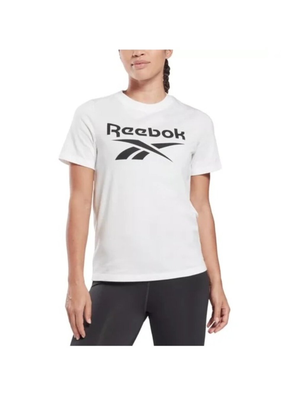 Reebok Womens Crewneck Slim Fit Plus Size Logo T-Shirt White Size 3X NWT